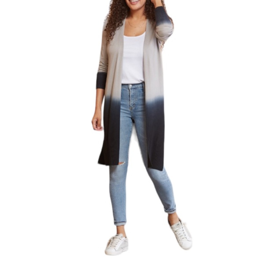 Evereve Jamison Tara Dip Tie Dye Ombré Long Cardigan Size Large